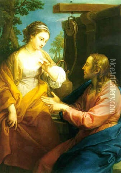 Christ And The Woman Of Samaria Oil Painting - Pompeo Girolamo Batoni