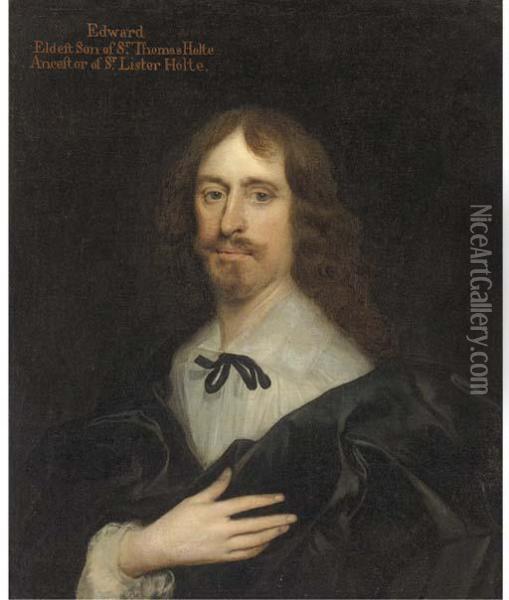 Portrait Of Edward Holte Esq Oil Painting - Cornelius Jonson