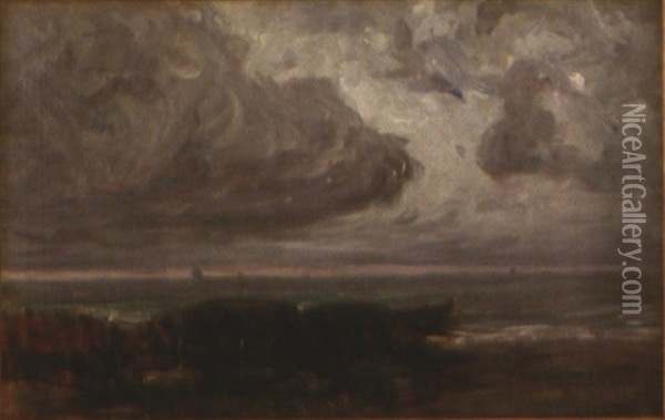 Approaching Storm, Penobscot Bay Oil Painting - Lewis Henry Meakin