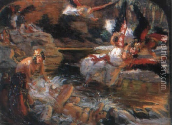 Filles Du Djenn's Oil Painting - Alphonse Etienne Dinet