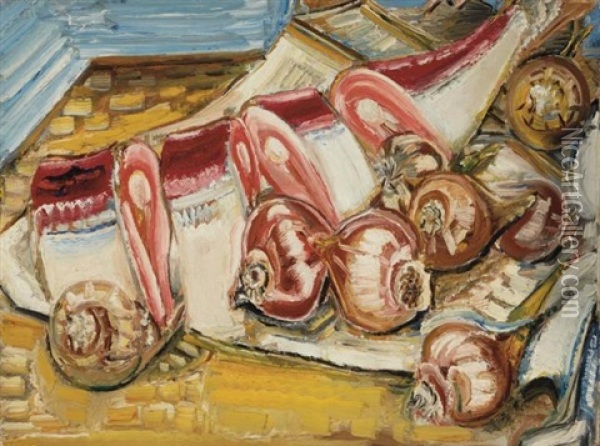 Still Life With Salmon And Onions Oil Painting - Paul Kleinschmidt