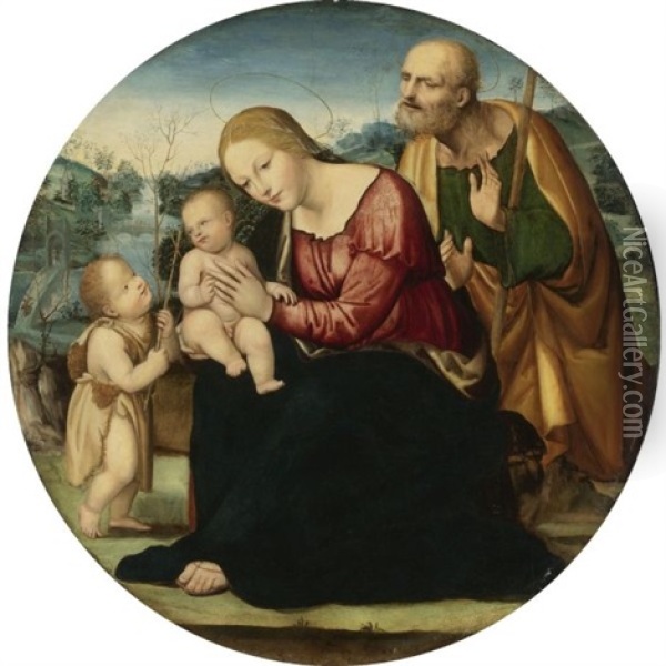 The Holy Family With The Infant Baptist In A Landscape Oil Painting -  Sodoma (Giovanni Antonio Bazzi)