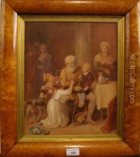 The Grandfather And Children Oil Painting - James Fraser Taylor