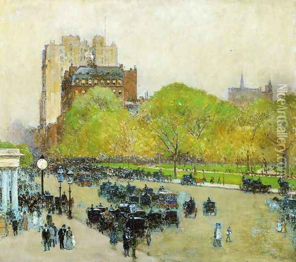 Spring Morning in the Heart of the City Oil Painting - Frederick Childe Hassam