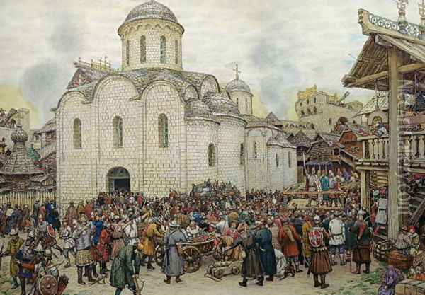 The Defence of the Town, 1918 Oil Painting - Apollinari Mikhailovich Vasnetsov