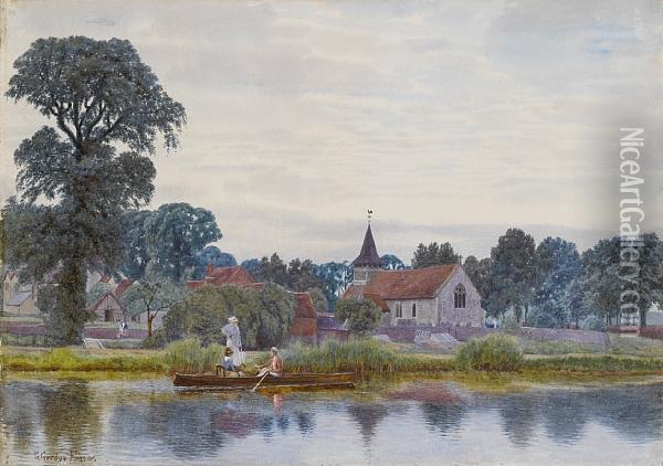 An Evening On The River Oil Painting - George Gordon Fraser