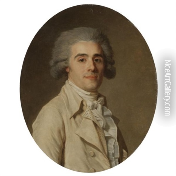 Portrait Of A Gentleman, Half Length, Wearing White Oil Painting - Jean-Louis Voilles