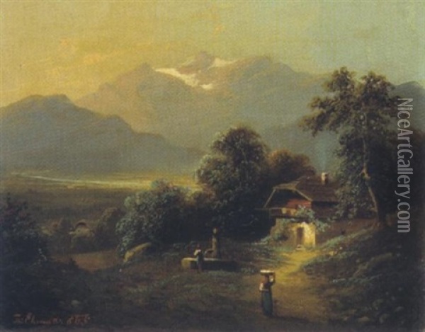 Blick Auf Den Hohen Goll (?) Oil Painting - Theodore von Ehrmanns