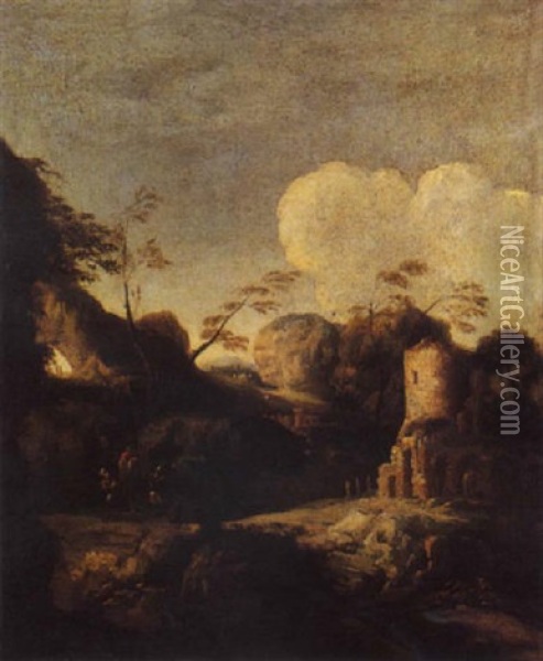 Paesaggio Con Rovine E Viandanti Oil Painting - Paul Bril