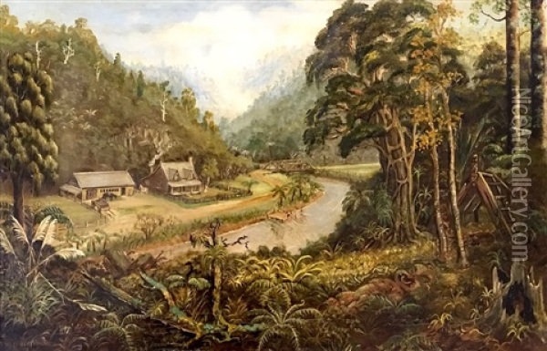 Flour Mill, Waitakare's Oil Painting - Charles Blomfield