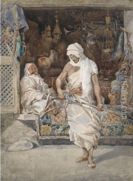 The Market, Tunis Oil Painting - Robert Sewell Van Vorst