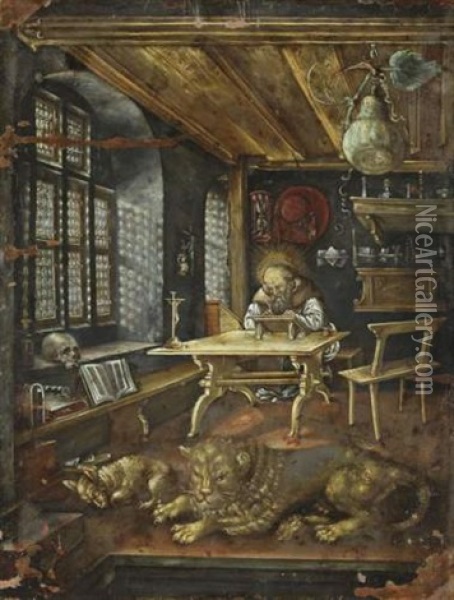 Saint Jerome Dans Son Atelier Oil Painting - Albrecht Duerer