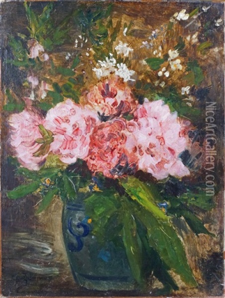 Vase De Fleurs Oil Painting - Georges Jeannin