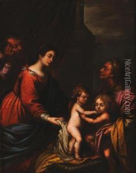Sacra Famiglia Con Sant'anna E San Giovannino Oil Painting - Giovanni Maria Viani
