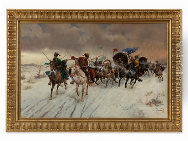 Gouverneur Auf Reisen Oil Painting - Adolf (Constantin) Baumgartner-Stoiloff