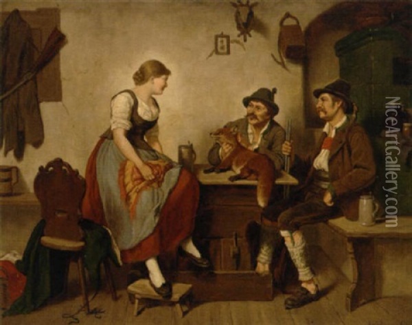 The Huntsmen's Friend Oil Painting - Adolf Franz Christian Schreitter von Schwarzenfeld