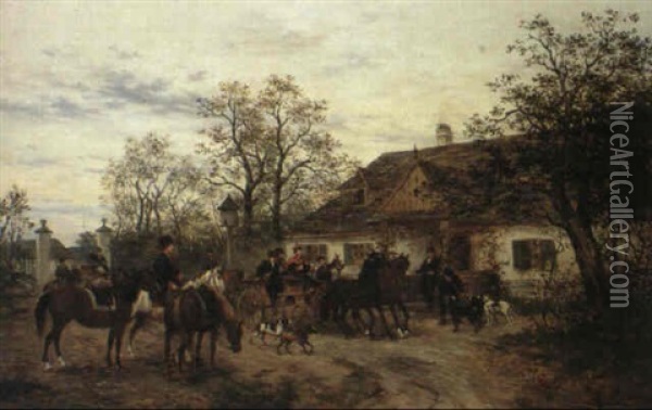 Heimkehr Von Der Jagd Oil Painting - Ludwig Gedlek