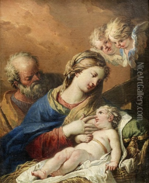 The Holy Family Oil Painting - Gaspare Diziani