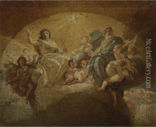 The Trinity In Glory Oil Painting - Giovanni Battista (Baciccio) Gaulli