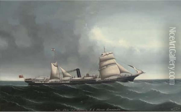 The Indo-china Steamship 
Lightning 
 Under Sail And Steam Oil Painting - Lai Fong