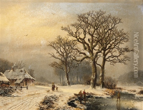 Winter Landscape Oil Painting - Joseph Anton Roth