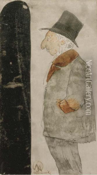 Man With Hat Oil Painting - Samuel Jessurun De Mesquita