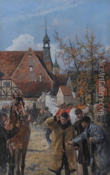 Dorfszene Oil Painting - Gottlieb Von Koch