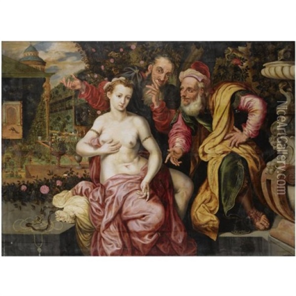 Susanna And The Elders Oil Painting - Frans Floris the Elder