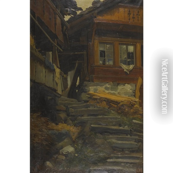 Hauser In Merligen Oil Painting - Auguste Bachelin