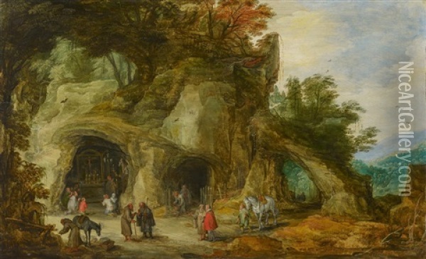 Heilige Messe In Einer Grotte Oil Painting - Jan Brueghel the Elder