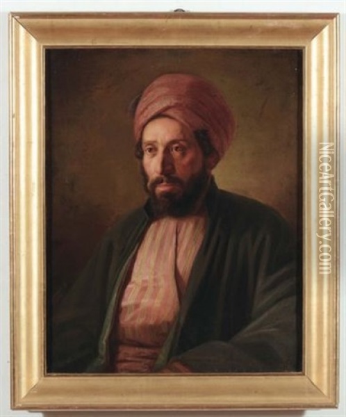 Ritratto Di Orientale Con Turbante Oil Painting - Herman Maurice Cossmann