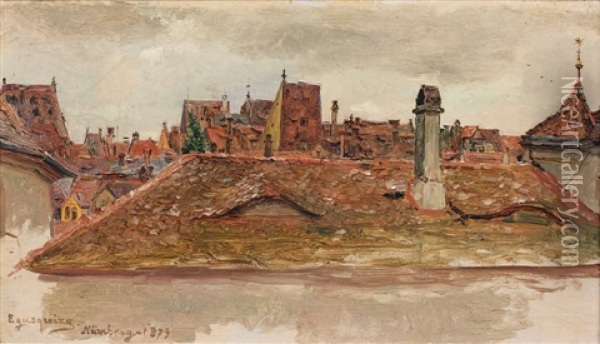 Les Toits De Nuremberg Oil Painting - Rogelio De Egusquiza