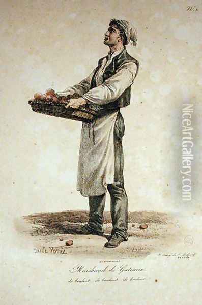 The Cake Seller, number 1 from The Cries of Paris series, engraved by Francois Seraphin Delpech 1778-1825 Oil Painting - Carle Vernet