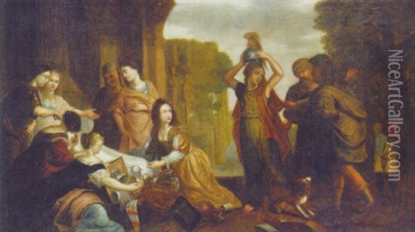 Achilles And The Daughters Of Lycomedes Oil Painting - Erasmus Quellinus II