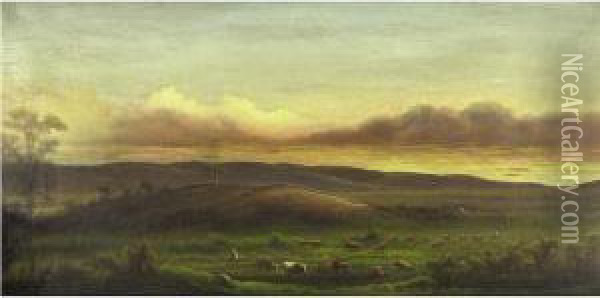 Pastoral Scene, Salinas River Valley Oil Painting - James Walker