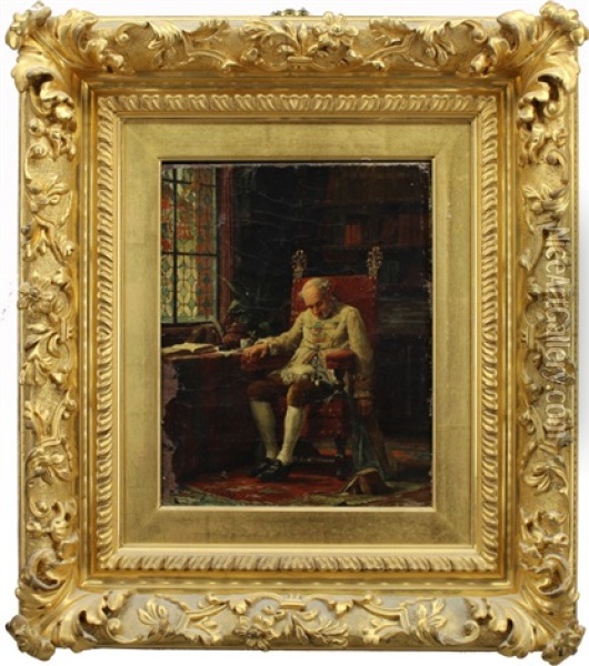 A Slouched Man In An Elegant Interior Setting Oil Painting - Emile Georges (Geo) Weiss
