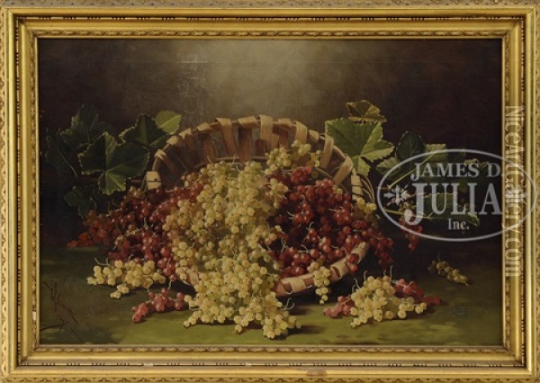 Still Life With Basket Of Currants Oil Painting - Edward Chalmers Leavitt