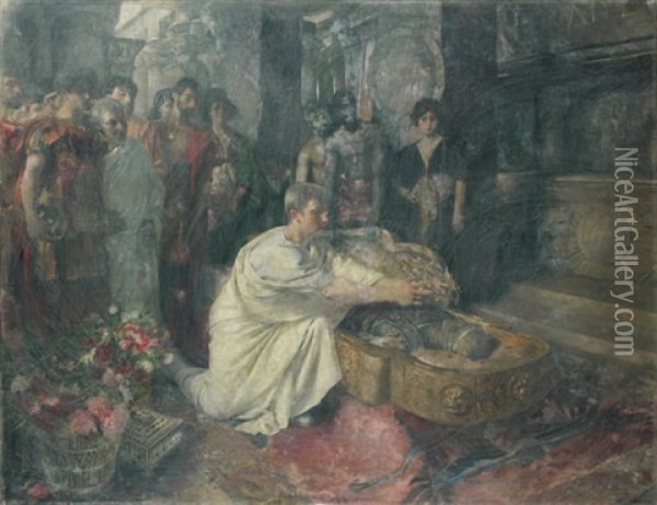 Auguste Au Tombeau D'alexandre Oil Painting - Pascal Adolphe Jean Dagnan-Bouveret