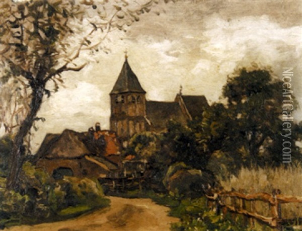 A Village Church Oil Painting - Charles Dankmeijer