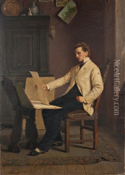 Nello Studio Oil Painting - Francesco Valaperta