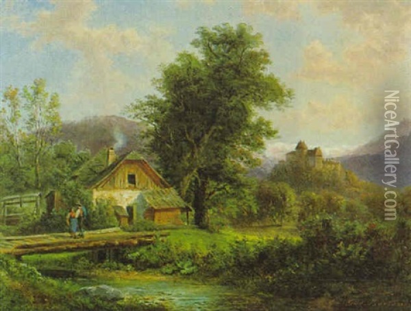 Parthie Aus Dem Murzthale Oil Painting - Gustav Barbarini
