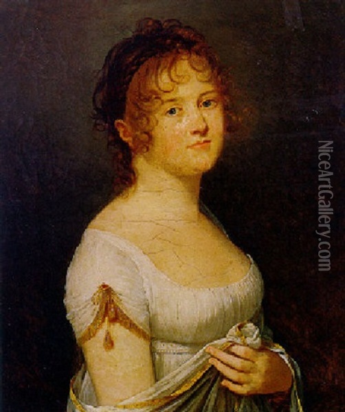 Portrait Of Jeanne Cecile De Maille, Marquise De Lubersac Oil Painting - Robert Jacques Francois Faust Lefevre