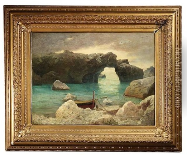 Sudliche Kustenlandschaft Mit Einer Grotte Oil Painting - Othmar Brioschi