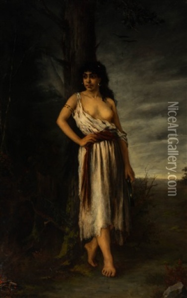 Gypsy Girl Oil Painting - Albert Hoeflinger