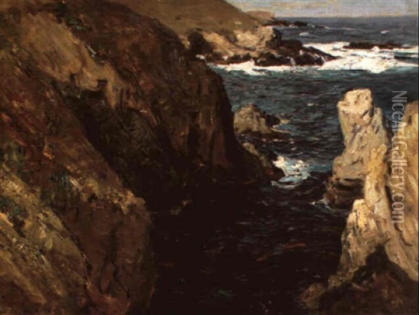 Rocky Seascape Oil Painting - William Ritschel