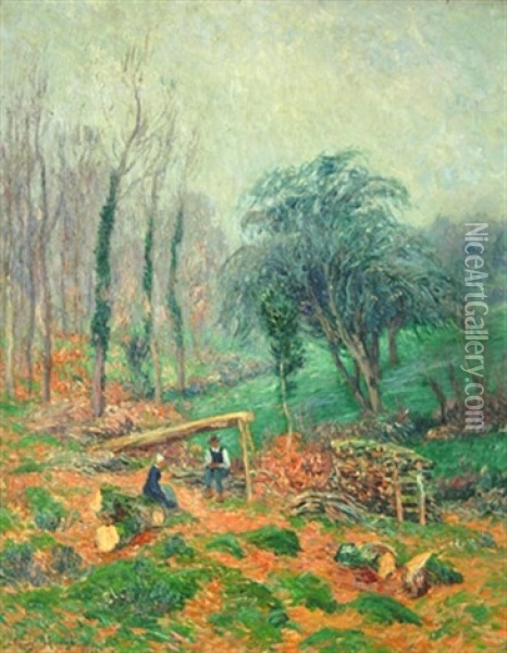 Une Coupe De Bois Aux Environs De Quimper Oil Painting - Henry Moret