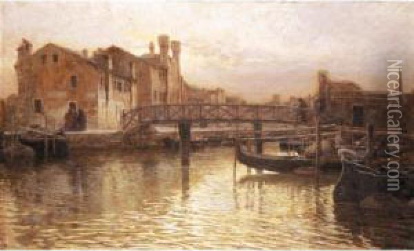 Crepuscolo A Chioggia Oil Painting - Ludovico Cavaleri