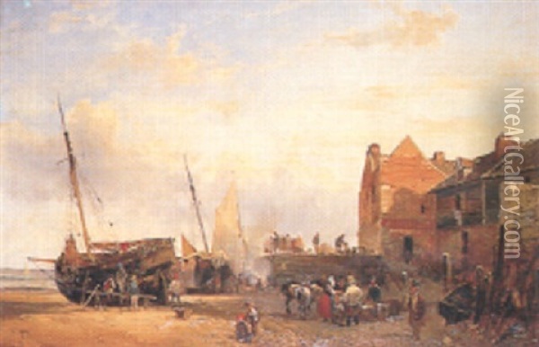 Le Port De Peche Oil Painting - Charles Louis Mozin