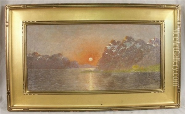 Aurora Borealis - Moonlight Study Norway Oil Painting - Gulbrand Sether