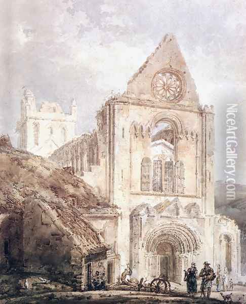 The West Front of Jedburgh Abbey, Scotland Oil Painting - Thomas Girtin